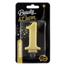 Number Metallic Gold number 1 candle, cake candle