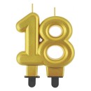 Colour Gold Gold number 18 cake candle