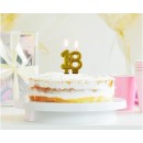 Colour Gold Gold number 18 cake candle
