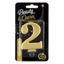 Number Metallic Golden number 2 candle, cake candle