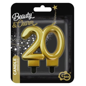 Colour Gold Gold number 20 cake candle