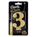 Number Metallic Gold number 3 candle, cake candle