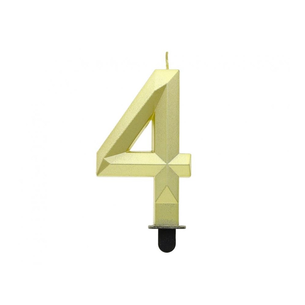 Number Diamond Metallic Gold number 4 candle, cake candle