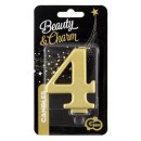 Number Metallic Gold number 4 candle, cake candle