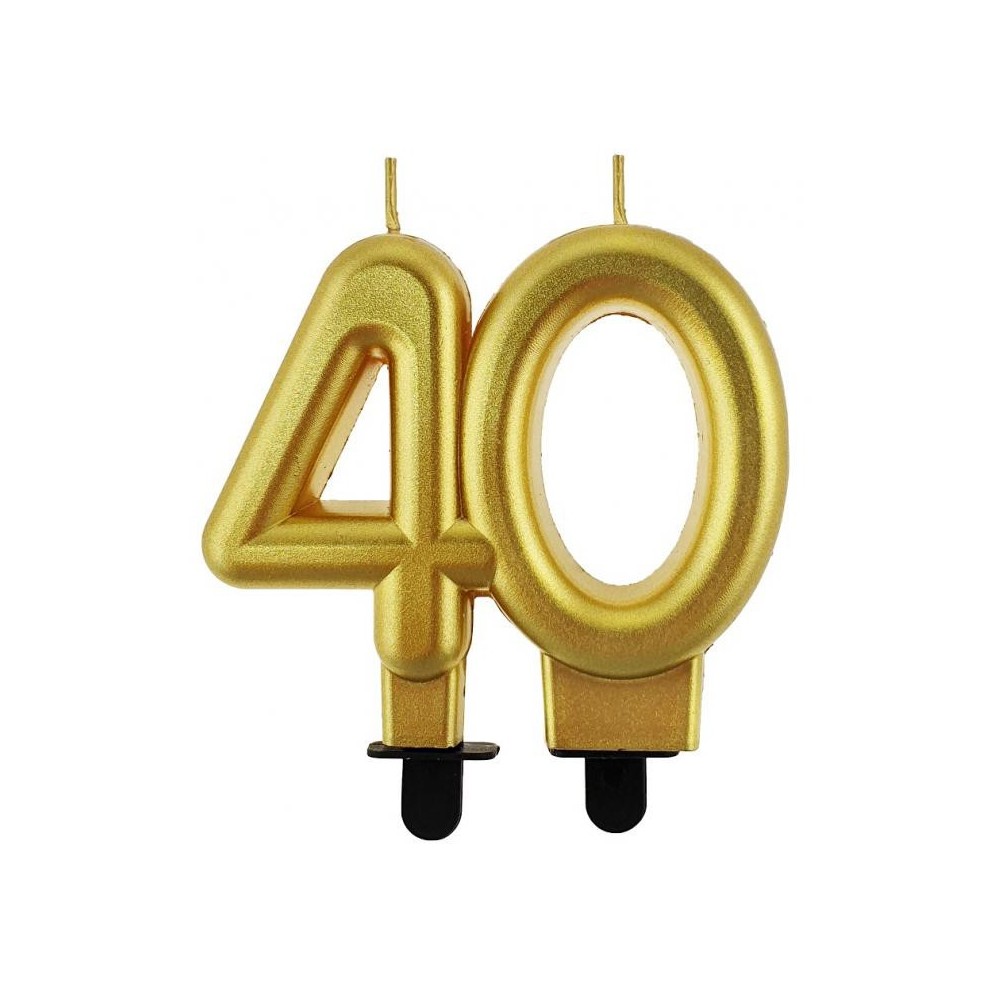 Colour Gold Gold 40th Cake Candle, Number Candle