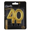 Colour Gold Gold 40th Cake Candle, Number Candle