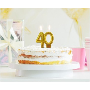 Colour Gold Gold 40th Cake Candle, Number Candle
