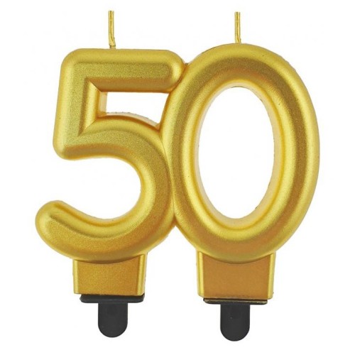 Colour Gold Gold birthday candle number 50