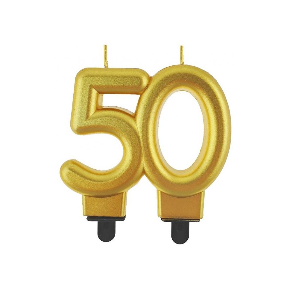 Colour Gold Gold birthday candle number 50