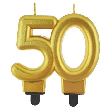 Colour Gold Gold birthday candle number 50