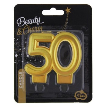 Colour Gold Gold birthday candle number 50