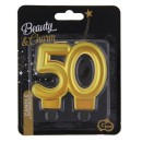 Colour Gold Gold birthday candle number 50