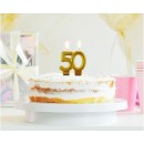 Colour Gold Gold birthday candle number 50
