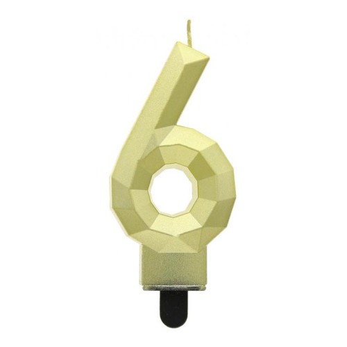 Number Diamond Metallic Gold number 6 candle, cake candle