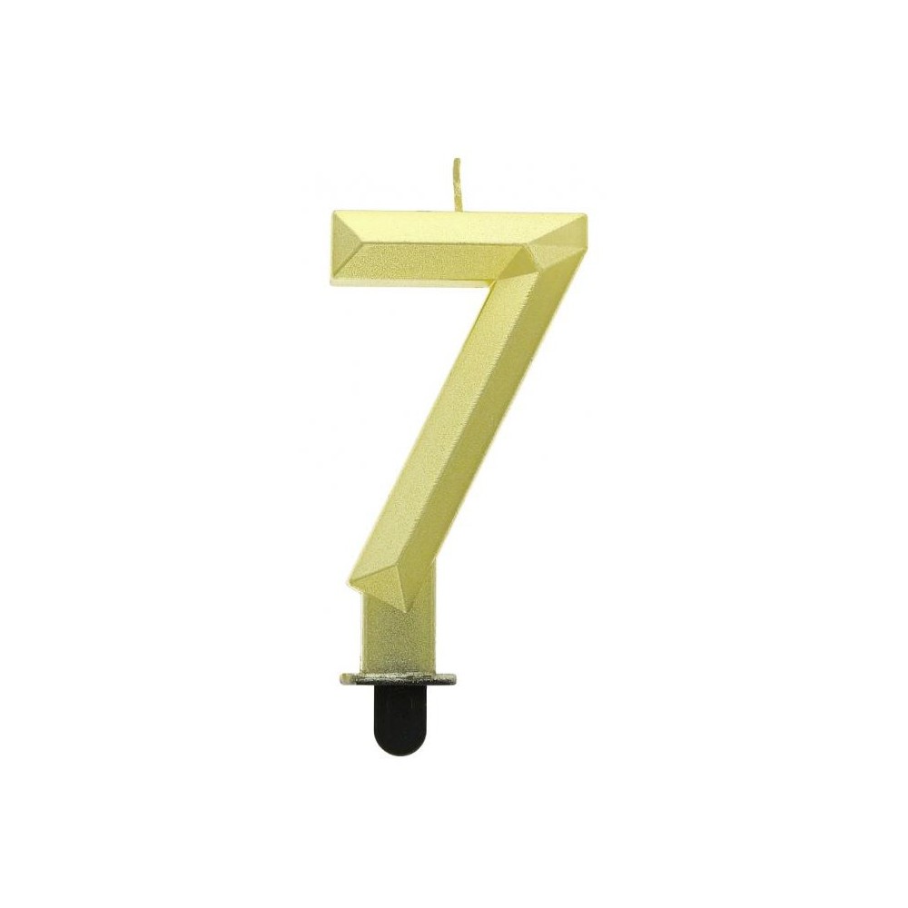 Number Diamond Metallic Gold number 7 candle, cake candle