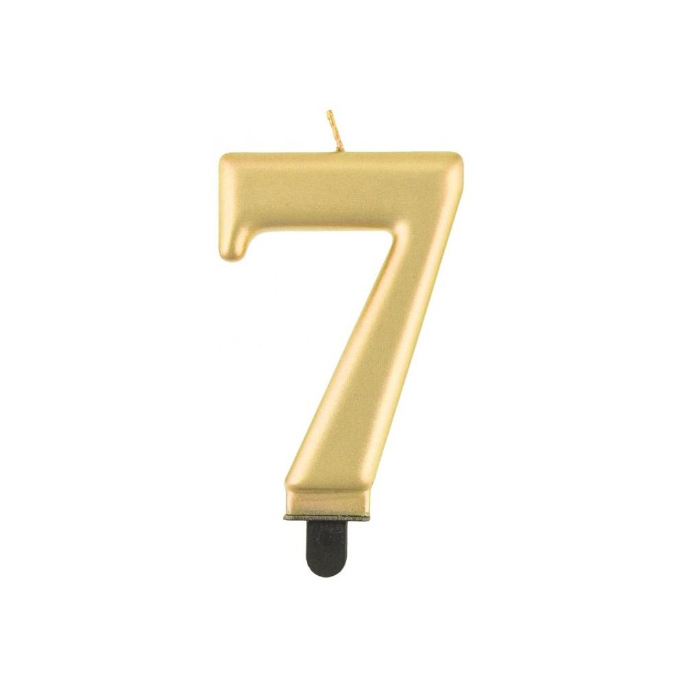 Number Metallic Gold number 7 candle, cake candle