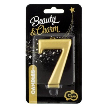 Number Metallic Gold number 7 candle, cake candle