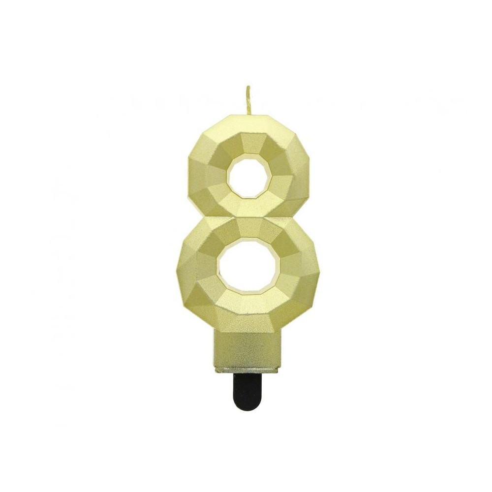 Number Diamond Metallic Gold number 8 candle, cake candle