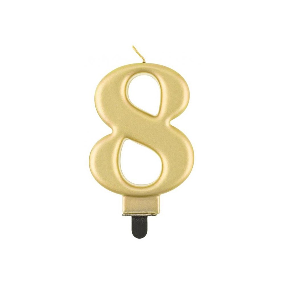 Number Metallic Gold Number 8 Candle, Cake Candle