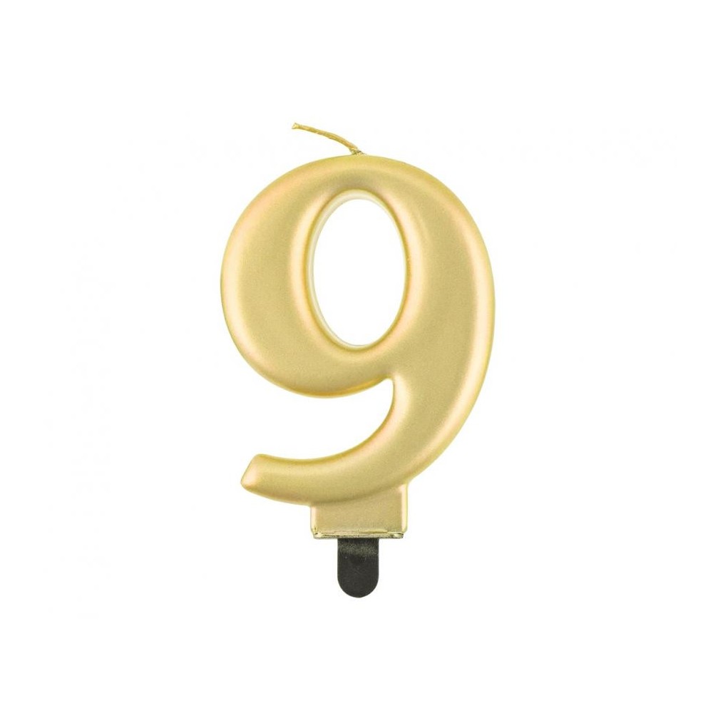 Number Metallic Gold number 9 birthday candle