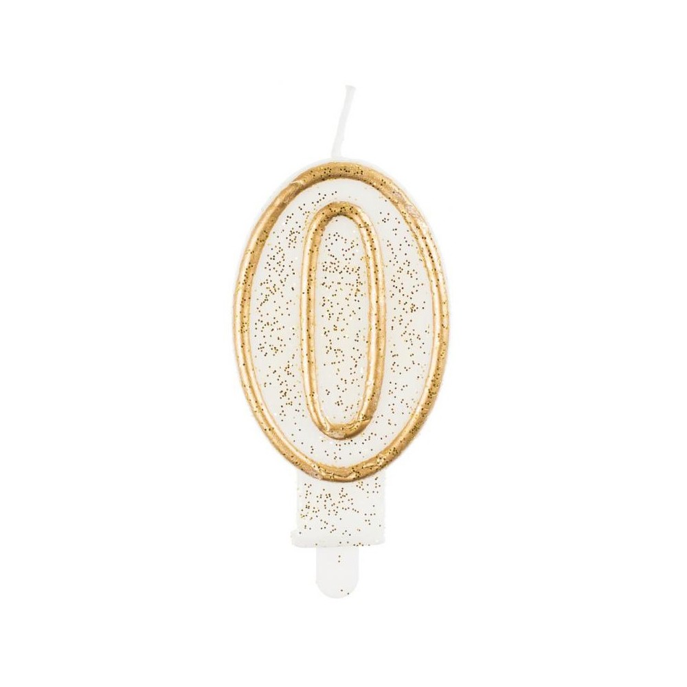 Number Gold Gold glitter number 0 candle, cake candle