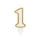 Number Gold Gold Glitter Number 1 Candle, Cake Candle