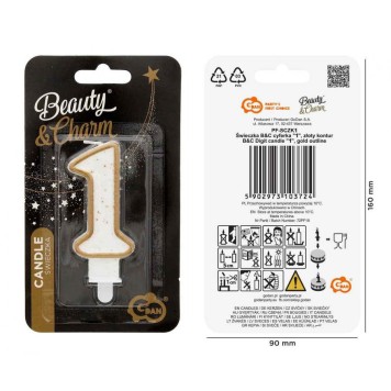 Number Gold Gold Glitter Number 1 Candle, Cake Candle