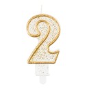 Number Gold Gold Glitter Number 2 Cake Candle
