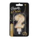 Number Gold Gold Glitter Number 2 Cake Candle
