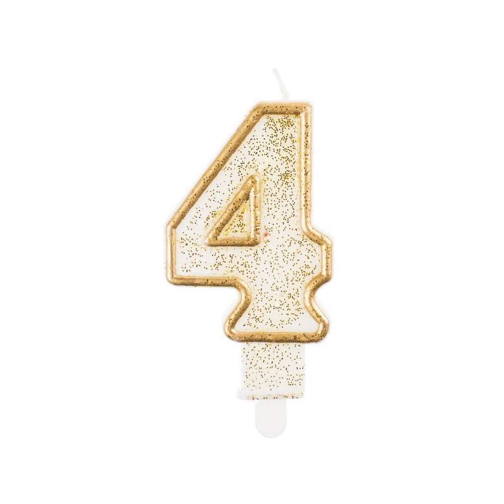 Number Gold Gold glitter number candle 4, cake candle