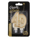 Colour Gold Gold glitter number 40 cake candle