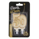 Colour Gold Gold glitter number candle 50