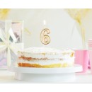 Number Gold Gold glitter number 6 candle, cake candle