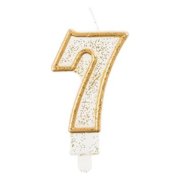 Number Gold Gold glitter number 7 candle, cake candle