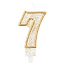 Number Gold Gold glitter number 7 candle, cake candle