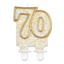 Colour Gold Golden Glitter Number 70 Birthday Candle