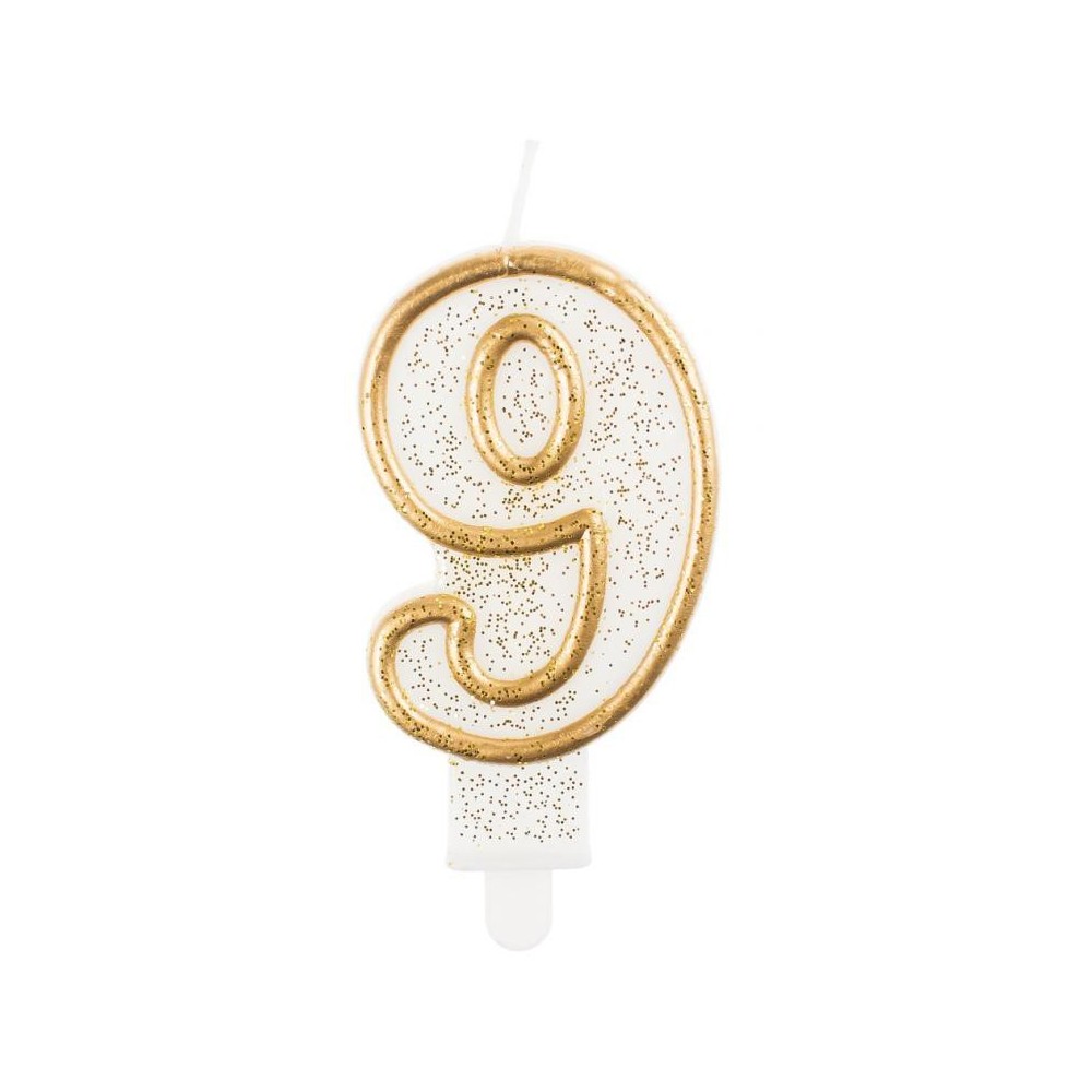 Number Gold Gold glitter number 9 birthday candle, cake candle