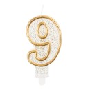 Number Gold Gold glitter number 9 birthday candle, cake candle