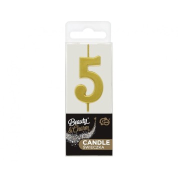 Number Gold Metallic, Gold number candle, birthday cake candle number 5