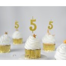 Number Gold Metallic, Gold number candle, birthday cake candle number 5