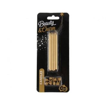 Colour Gold Gold Cake Candle, Set of 8