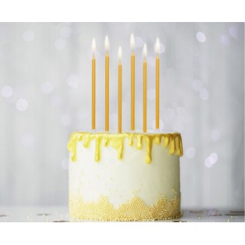 Colour Metallic Gold Gold Cake Candle Set, 6 Pieces