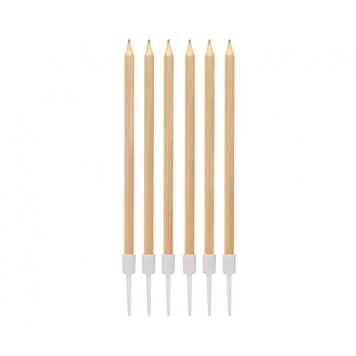 Colour Metallic Light Gold Gold Cake Candle, 6-piece Candle Set