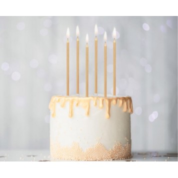 Colour Metallic Light Gold Gold Cake Candle, 6-piece Candle Set