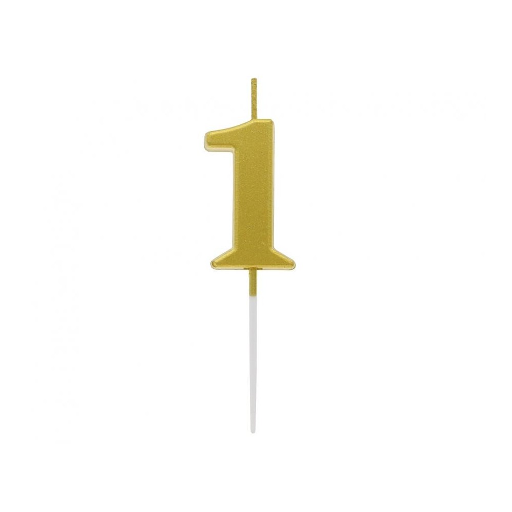 Number Gold Metallic, Gold number candle, cake candle number 1