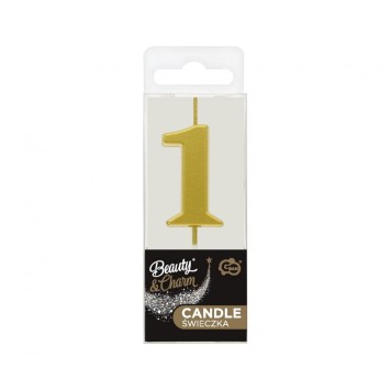 Number Gold Metallic, Gold number candle, cake candle number 1