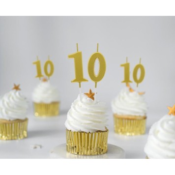 Number Gold Metallic, Gold number candle, cake candle number 1