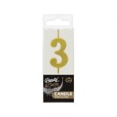 Number Gold Metallic, Gold number candle, cake candle No. 3
