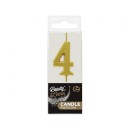 Number Gold Metallic, Gold number candle, cake candle number 4