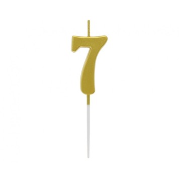 Number Gold Metallic, Gold Number Candle, Birthday Candle No. 7